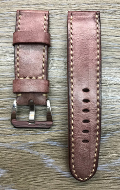 24mm straps, Handmade waxed vintage leather watch band, real leather watch strap for Panerai - eternitizzz-straps-and-accessories