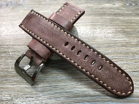 Leather Watch Strap, wristwatch Band Replacement, Watch Band 24mm, Waxed Leather Straps for Panerai