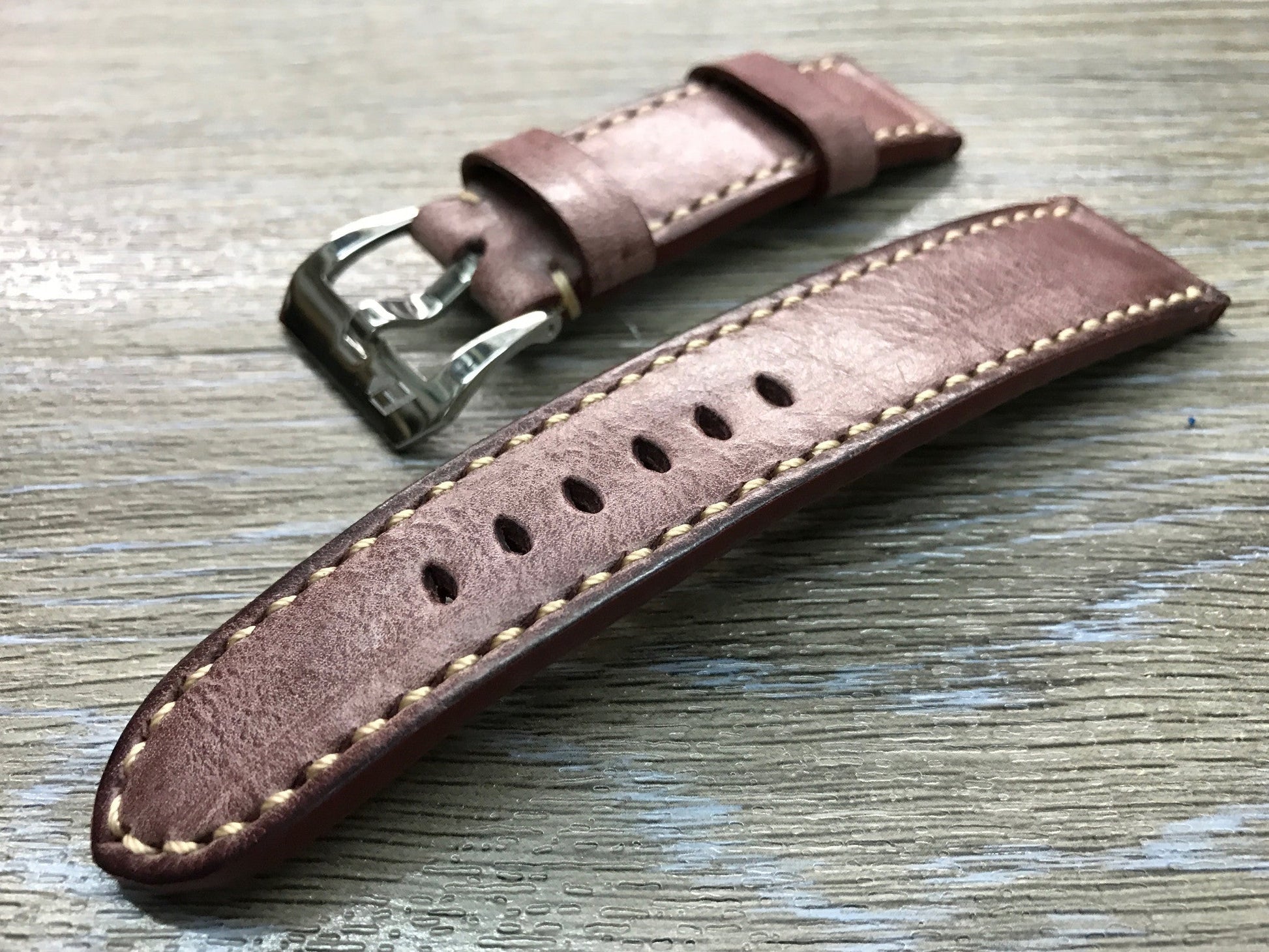 24mm straps, Handmade waxed vintage leather watch band, real leather watch strap for Panerai - eternitizzz-straps-and-accessories
