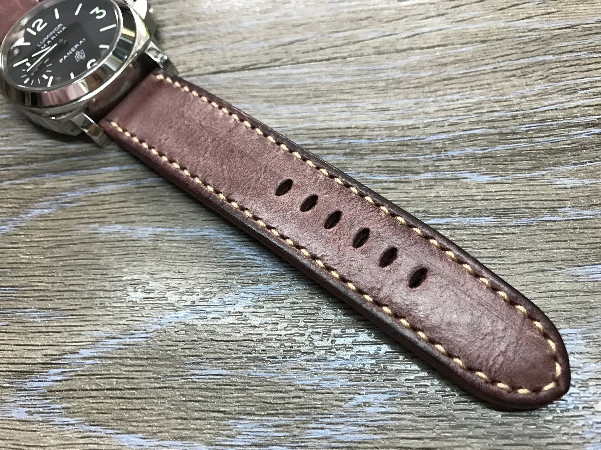 24mm straps, Handmade waxed vintage leather watch band, real leather watch strap for Panerai - eternitizzz-straps-and-accessories