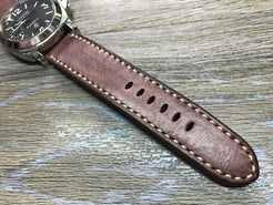 24mm straps, Handmade waxed vintage leather watch band, real leather watch strap for Panerai - eternitizzz-straps-and-accessories