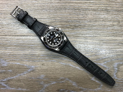 Leather Watch Straps 20mm, Alligator Watch Band, Leather Bund Strap 20mm, 19mm for Rolex, Gift Ideas, Mens Wrist Watchband, Mens Accessories