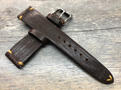 Leather Watch Straps 20mm, Genuine Leather Watch Band in Dark Brown, Wristwatch Band for Men, Watch strap 20mm, 19mm, Birthday Gift Ideas