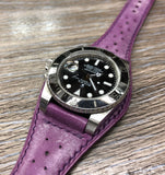 Leather Watch Straps 20mm, Leather Bund Straps, 19mm Leather Cuff Watch Bands, Vintage Purple Mens Wrist Watchbands