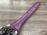20mm Leather Watch Straps in Vintage Purple Leather with 6 circular hole to punch on the straps, Leather Watch bands is in full bund leather style, one piece watch straps