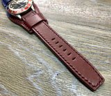 Leather Watch Straps, Leather Bund Straps, Watch Band for Rolex GMT Master 2 Pepsi, Watch Band, Leather Watch Strap 20mm, Blue Red Watch Strap - eternitizzz-straps-and-accessories