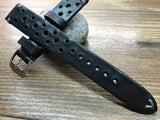Leather watch Straps, Rally & Racing Watch straps, Black watch Straps, 20mm strap, 18mm 19mm and 20mm watch band, FREE SHIPPING - eternitizzz-straps-and-accessories