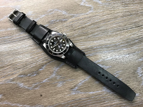Lenny Kravitz Watch straps, Leather Bund Straps, 20mm Watch straps, 20mm Watch bands, Black Watch Straps for Rolex Watches - FREE SHIPPING