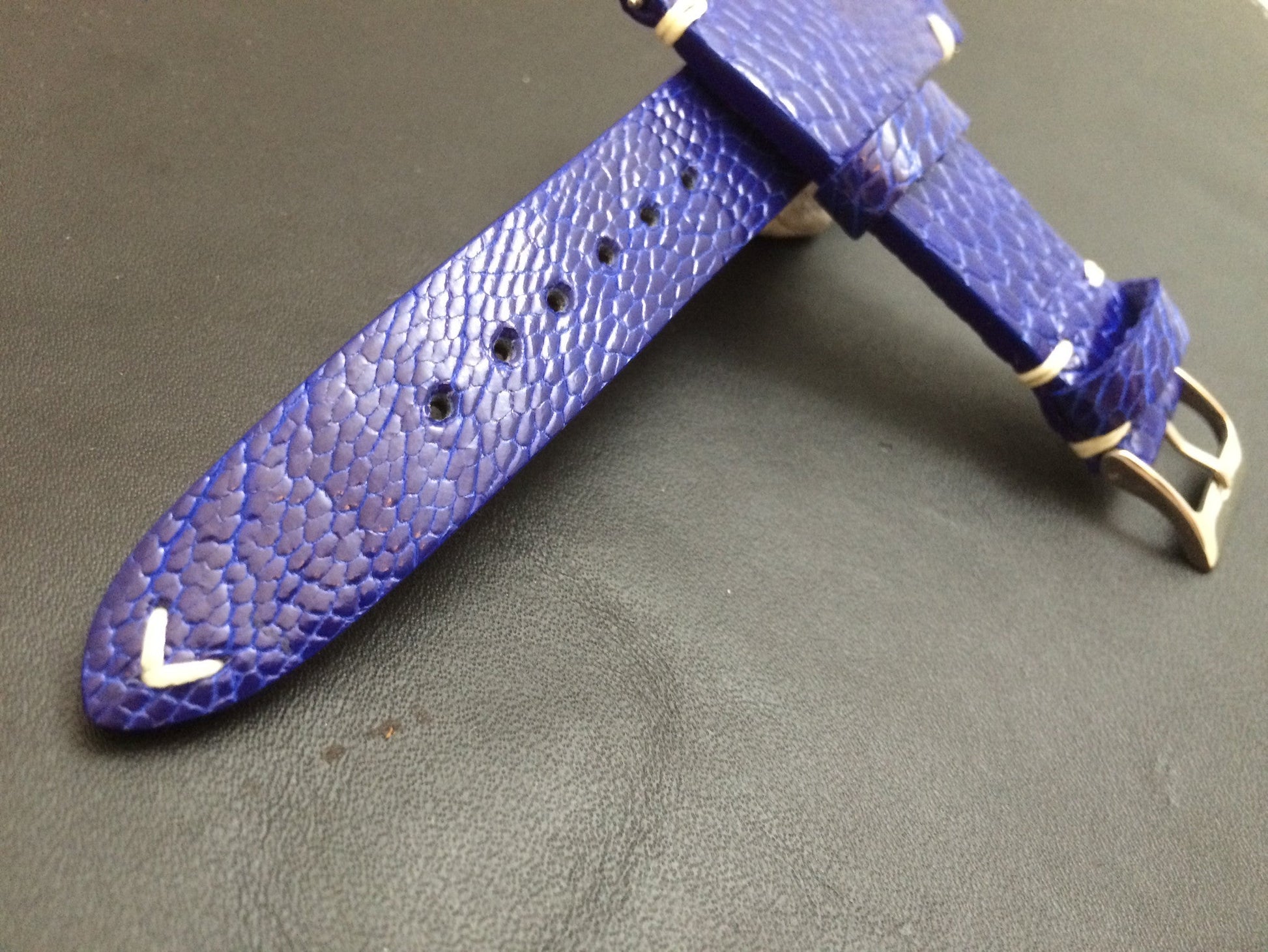 Rolex Watch Strap, Leather Watch Band, 20mm, 19mm, Ostrich Leg leather watch strap, Blue Watch Band, 18mm - eternitizzz-straps-and-accessories