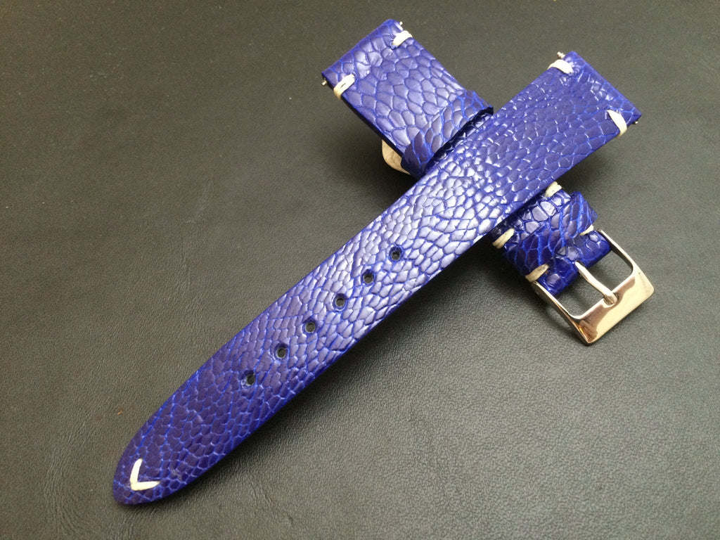 Rolex Watch Strap, Leather Watch Band, 20mm, 19mm, Ostrich Leg leather watch strap, Blue Watch Band, 18mm - eternitizzz-straps-and-accessories