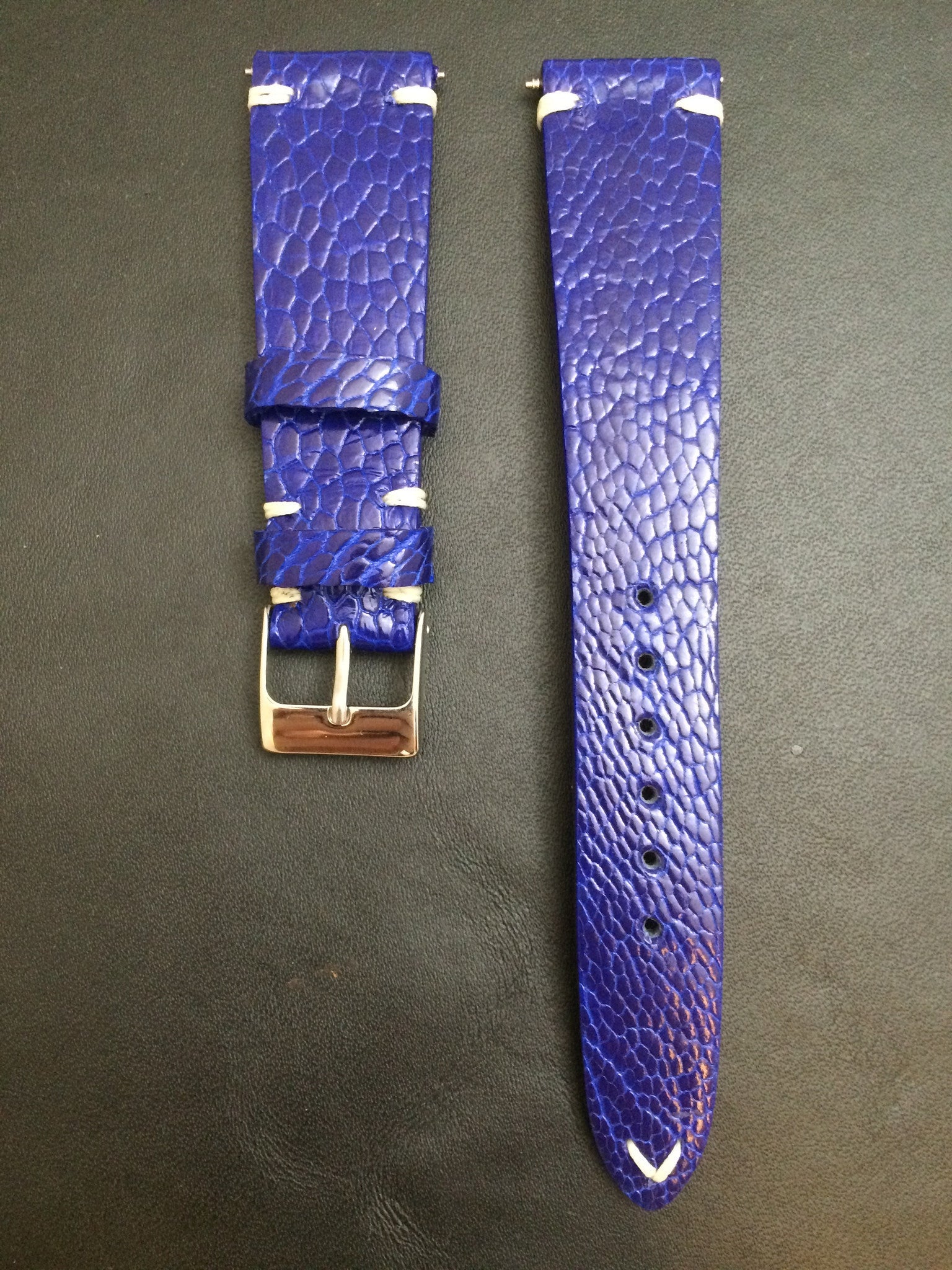 Rolex Watch Strap, Leather Watch Band, 20mm, 19mm, Ostrich Leg leather watch strap, Blue Watch Band, 18mm - eternitizzz-straps-and-accessories