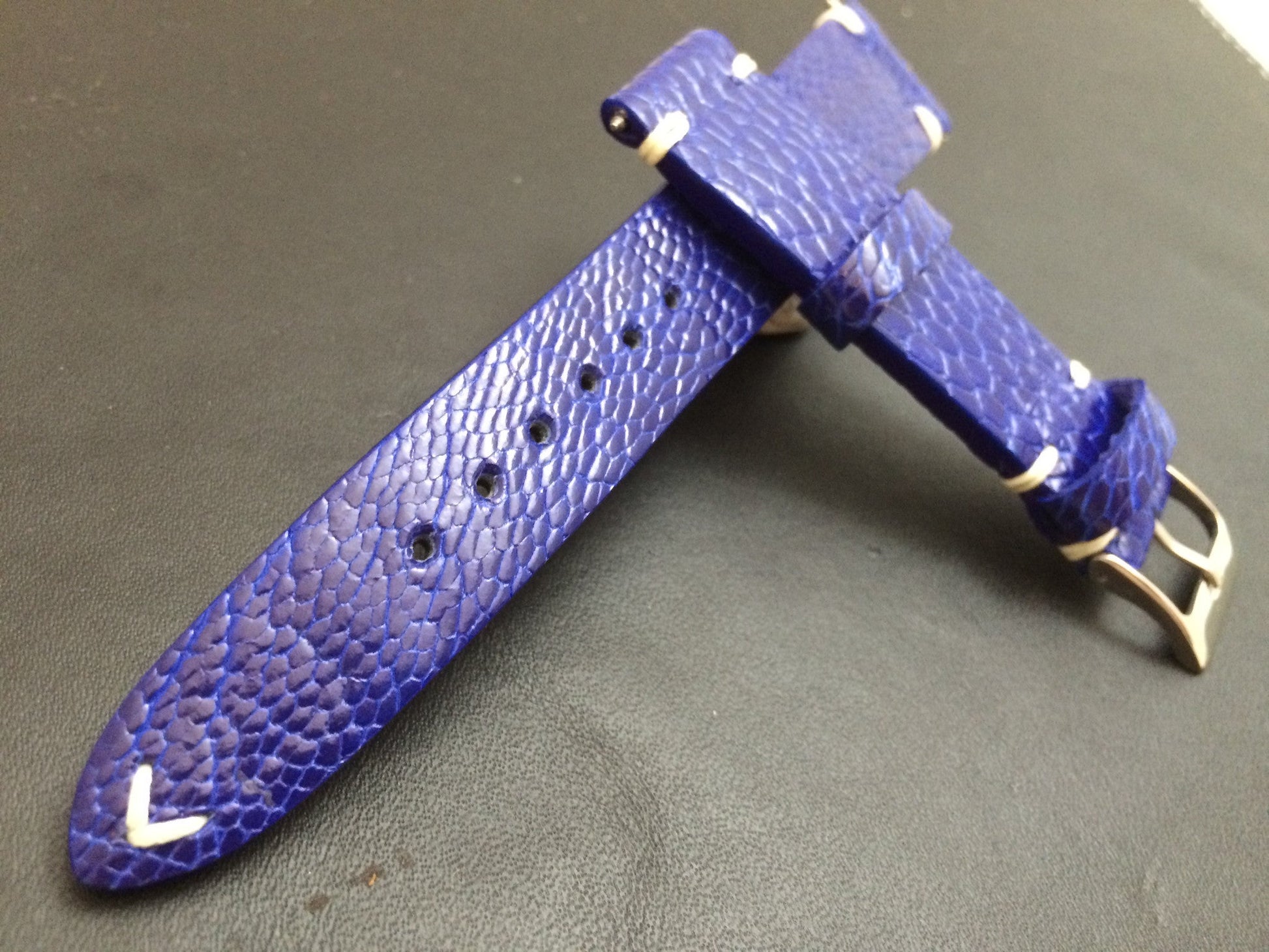 Rolex Watch Strap, Leather Watch Band, 20mm, 19mm, Ostrich Leg leather watch strap, Blue Watch Band, 18mm - eternitizzz-straps-and-accessories