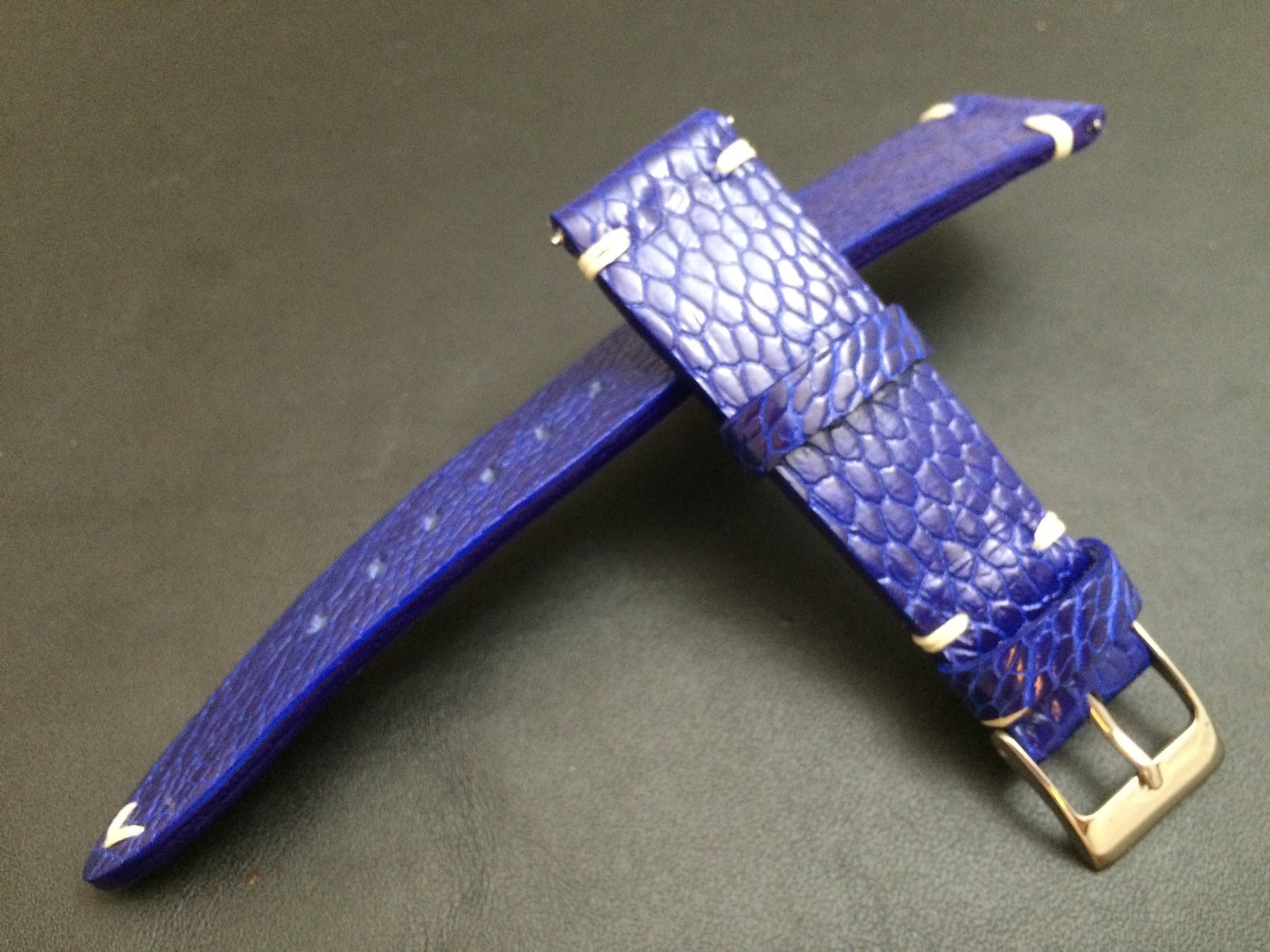 Rolex Watch Strap, Leather Watch Band, 20mm, 19mm, Ostrich Leg leather watch strap, Blue Watch Band, 18mm - eternitizzz-straps-and-accessories