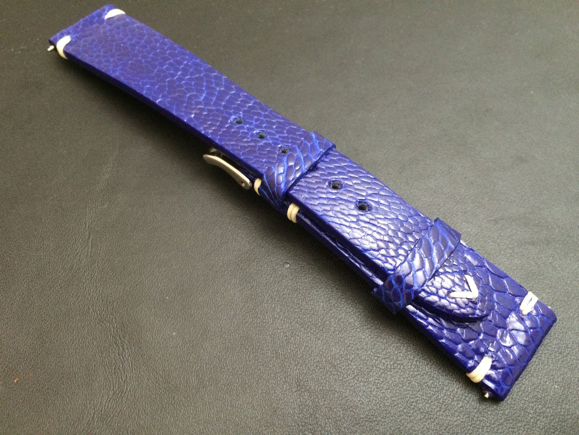 Rolex Watch Strap, Leather Watch Band, 20mm, 19mm, Ostrich Leg leather watch strap, Blue Watch Band, 18mm - eternitizzz-straps-and-accessories