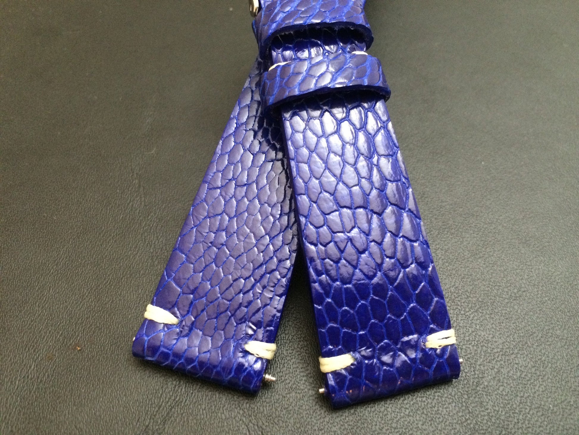 Rolex Watch Strap, Leather Watch Band, 20mm, 19mm, Ostrich Leg leather watch strap, Blue Watch Band, 18mm - eternitizzz-straps-and-accessories