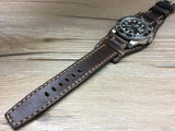 Rolex Watch Strap, Leather Bund Strap, 20mm Leather Watch Band, Dark Brown Watch Strap, 19mm Watch band, Omega - eternitizzz-straps-and-accessories
