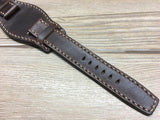 Rolex Watch Strap, Leather Bund Strap, 20mm Leather Watch Band, Dark Brown Watch Strap, 19mm Watch band, Omega - eternitizzz-straps-and-accessories