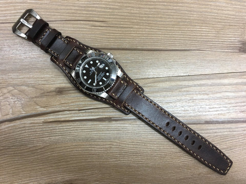 Mens Wristwatch Band, Dark Brown Leather Watch Straps 20mm, Leather Bund Straps 19mm, Dark Brown Watch Strap, 19mm Watch band, Omega