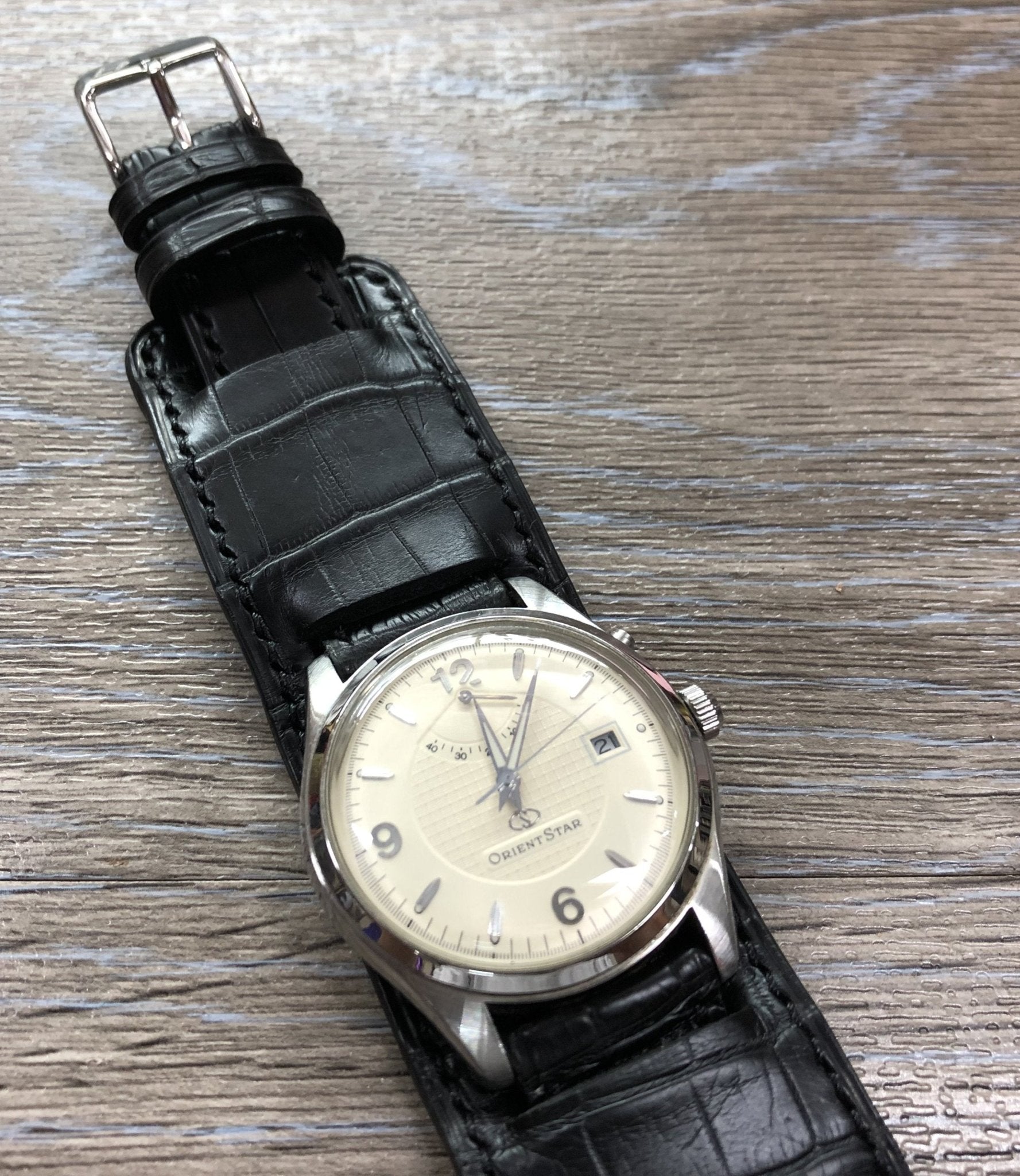 19mm Leather Watch Strap, 20mm Leather Watch Strap, Bund Strap, Cuff band, Cuff style watch strap