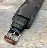 Newman Black Watch Straps 20mm, Genuine Leather Bund straps, leather cuff watch Straps, Mens wrist watchbands, Leather Watch Bracelets 19mm