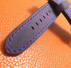 Panerai Watch Strap, 24mm Leather Watch Band, Purple Watch Strap, 26mm Watch Band, Sterling Silver Skull - eternitizzz-straps-and-accessories