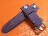 Panerai Watch Strap, 24mm Leather Watch Band, Purple Watch Strap, 26mm Watch Band, Sterling Silver Skull - eternitizzz-straps-and-accessories