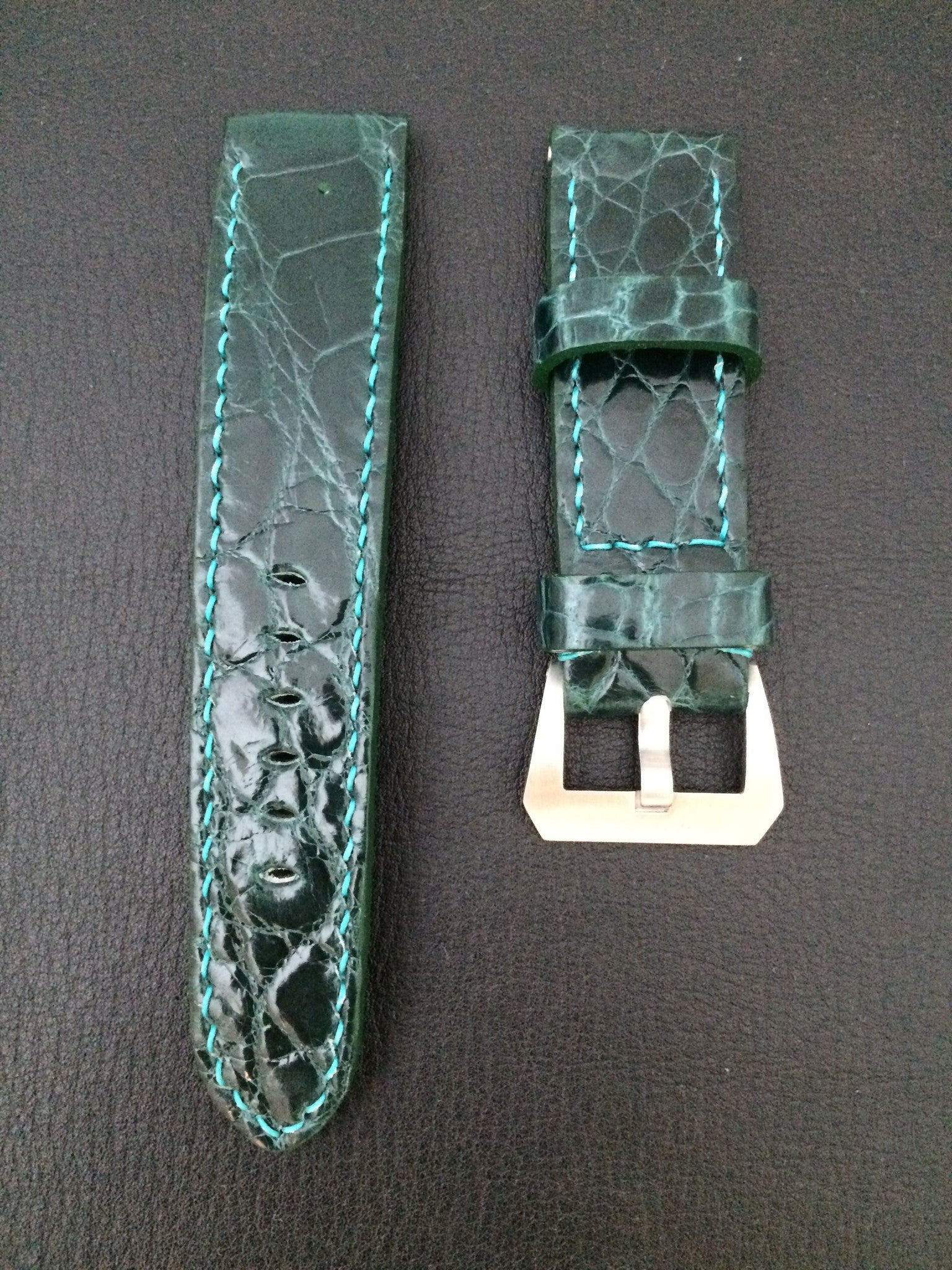 Panerai Watch Strap, Leather Watch Band, 24mm, Green Alligator Watch Strap, 26mm watch strap - eternitizzz-straps-and-accessories