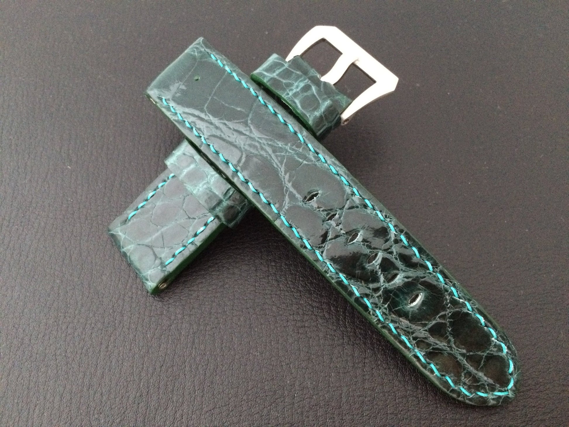 Panerai Watch Strap, Leather Watch Band, 24mm, Green Alligator Watch Strap, 26mm watch strap - eternitizzz-straps-and-accessories