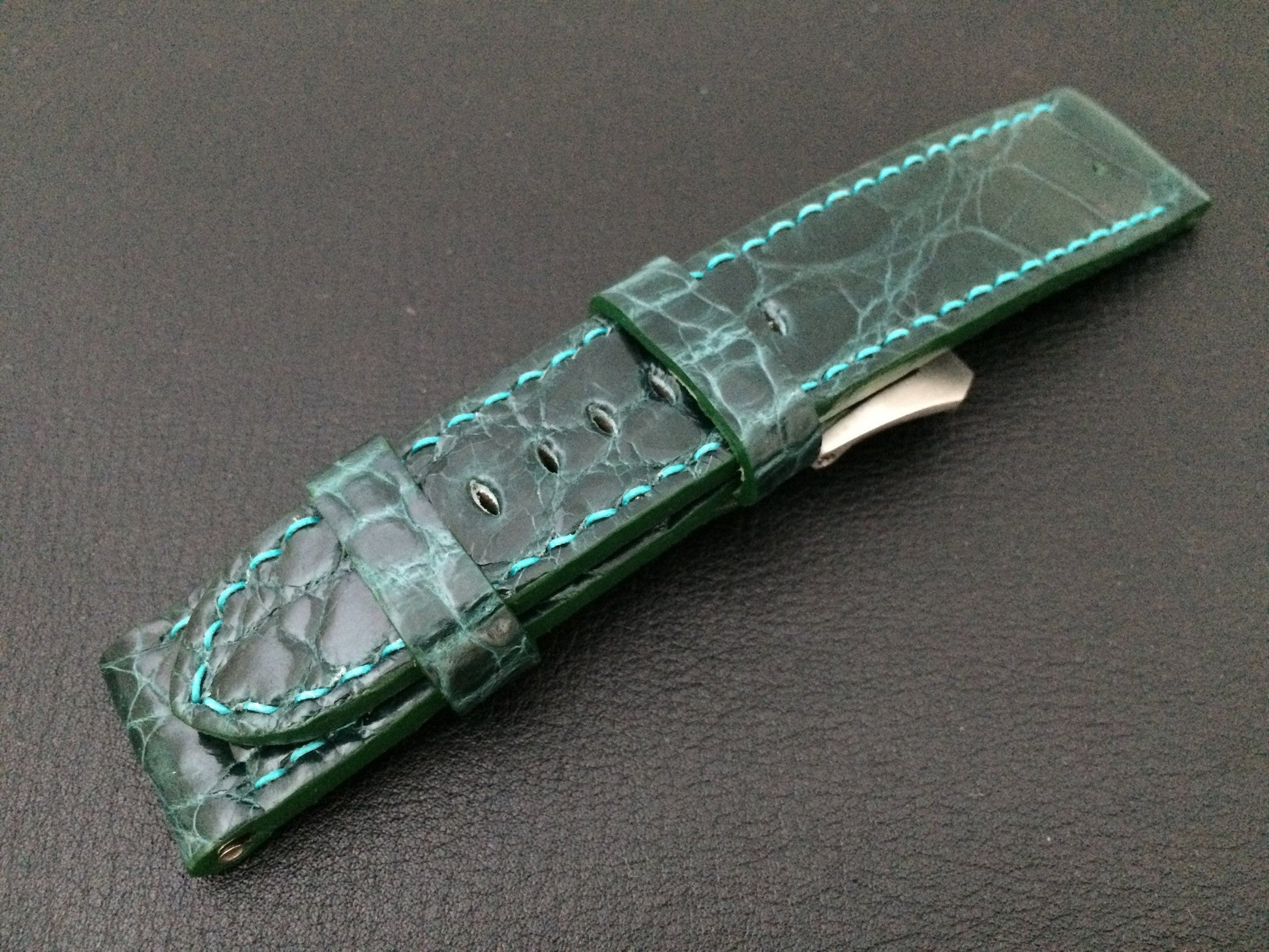 Panerai Watch Strap, Leather Watch Band, 24mm, Green Alligator Watch Strap, 26mm watch strap - eternitizzz-straps-and-accessories