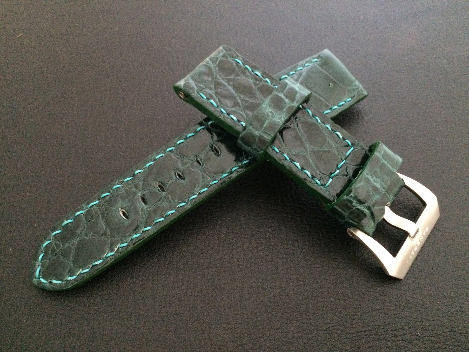 Panerai Watch Strap, Leather Watch Band, 24mm, Green Alligator Watch Strap, 26mm watch strap - eternitizzz-straps-and-accessories