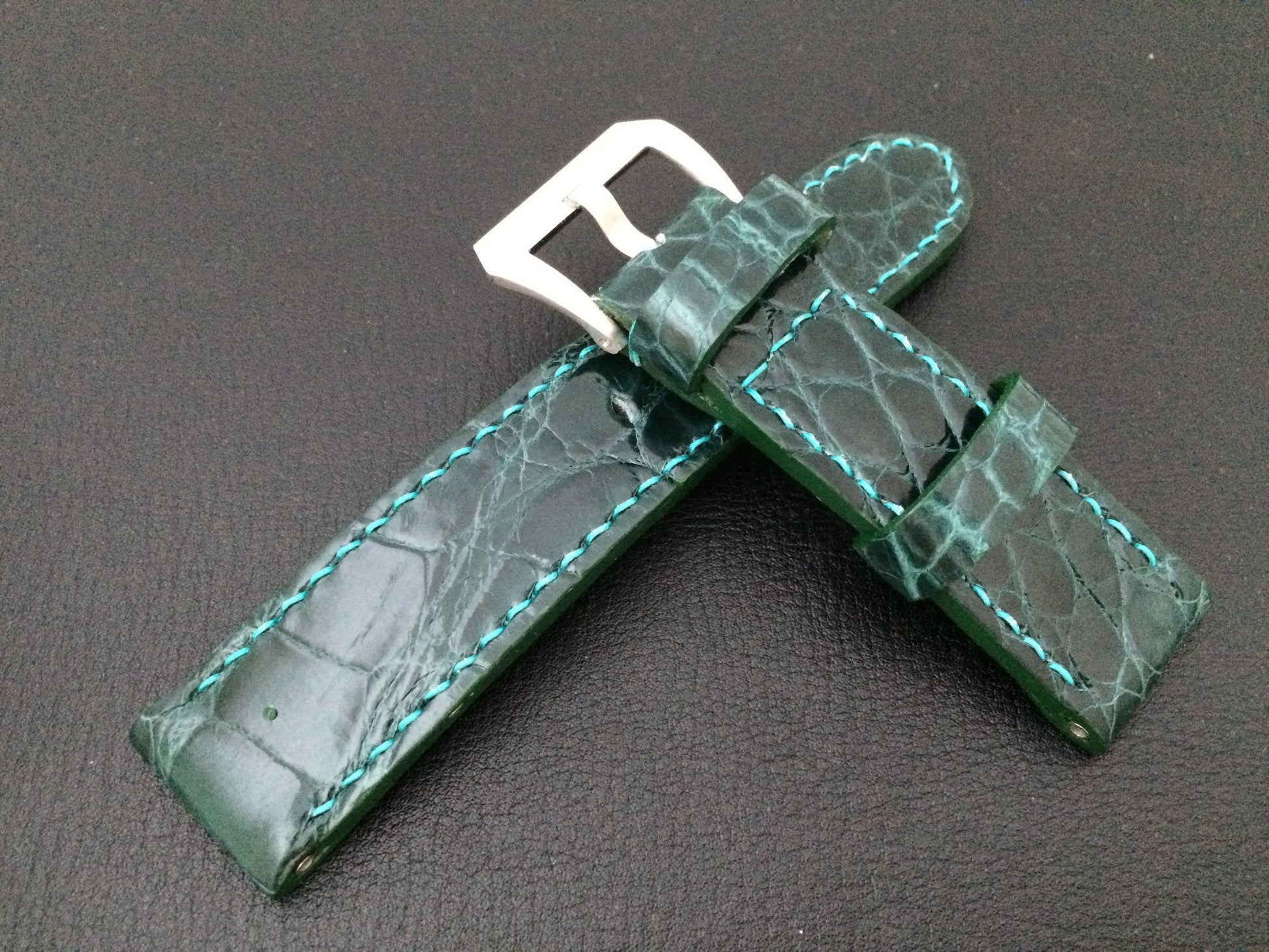 Panerai Watch Strap, Leather Watch Band, 24mm, Green Alligator Watch Strap, 26mm watch strap - eternitizzz-straps-and-accessories