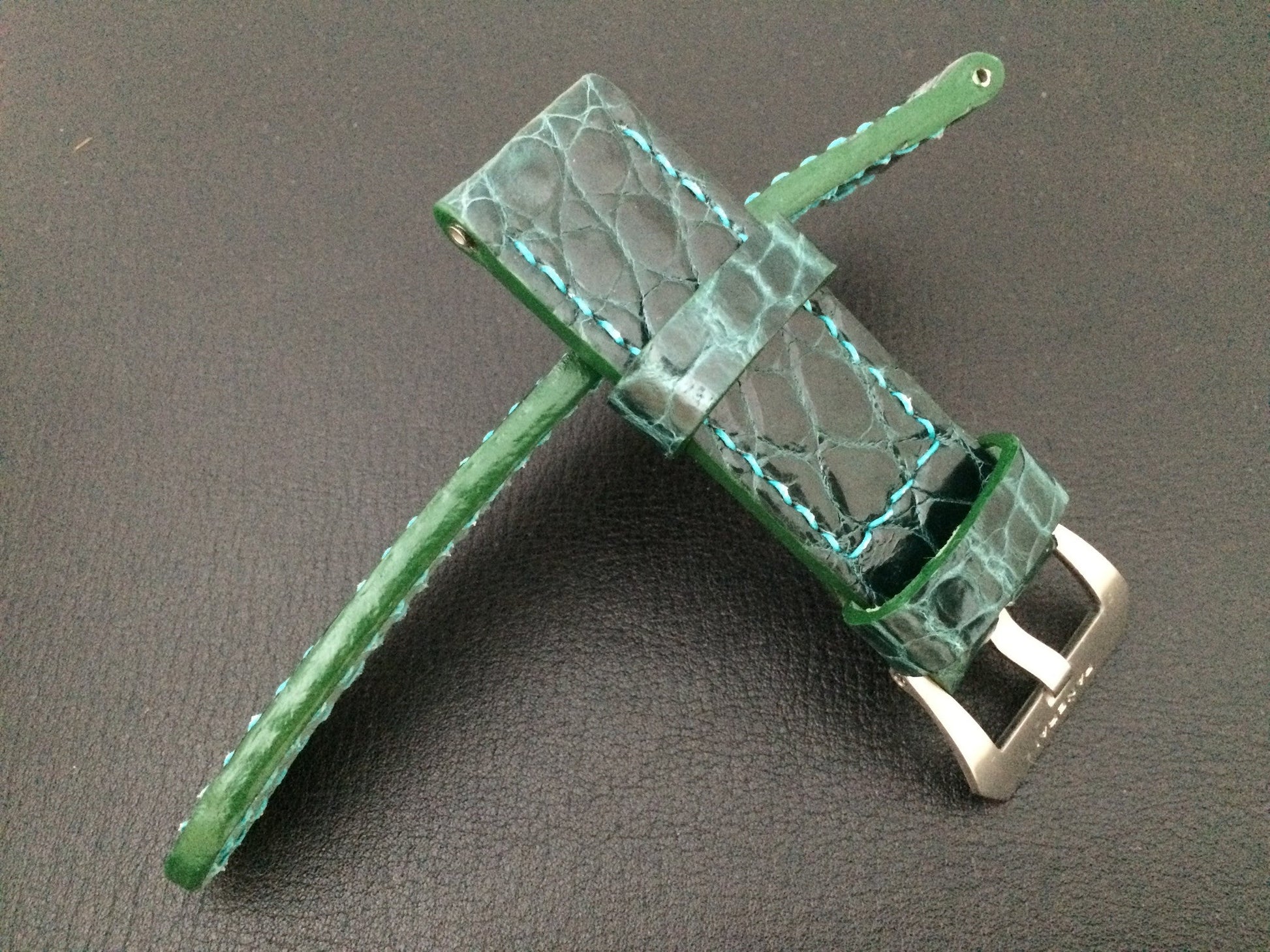 Panerai Watch Strap, Leather Watch Band, 24mm, Green Alligator Watch Strap, 26mm watch strap - eternitizzz-straps-and-accessories