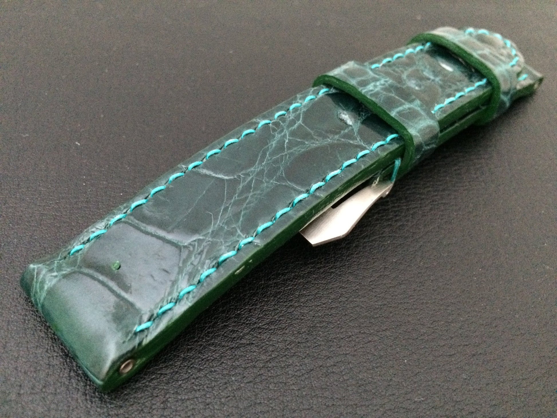 Panerai Watch Strap, Leather Watch Band, 24mm, Green Alligator Watch Strap, 26mm watch strap - eternitizzz-straps-and-accessories