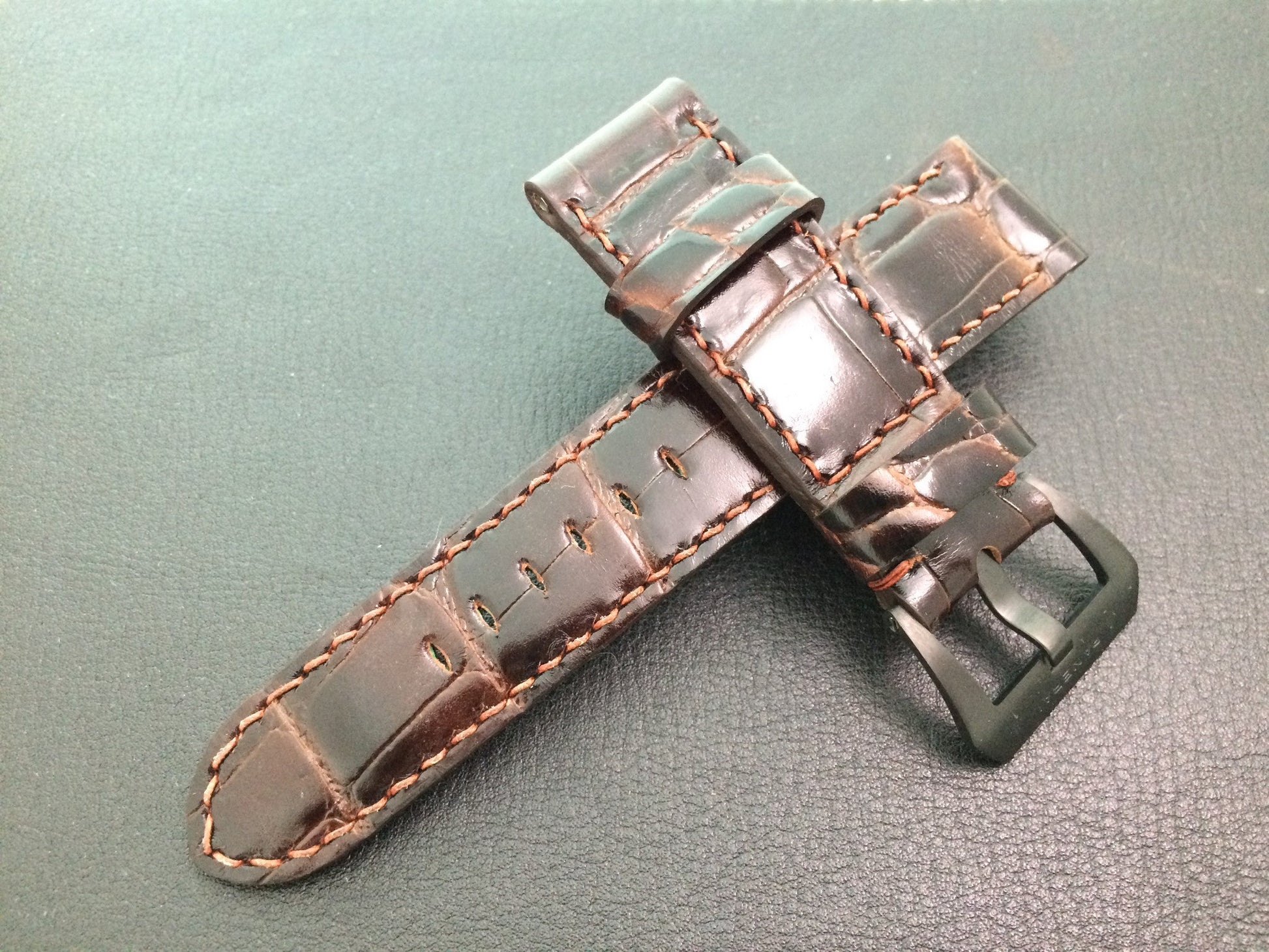 Panerai Watch Strap, Leather Watch Strap, Alligator Pattern, 24mm, 26mm Brown watch band replacement - eternitizzz-straps-and-accessories