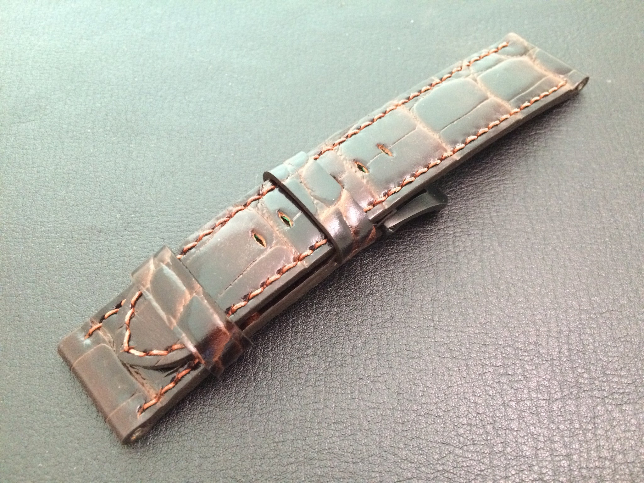 Panerai Watch Strap, Leather Watch Strap, Alligator Pattern, 24mm, 26mm Brown watch band replacement - eternitizzz-straps-and-accessories