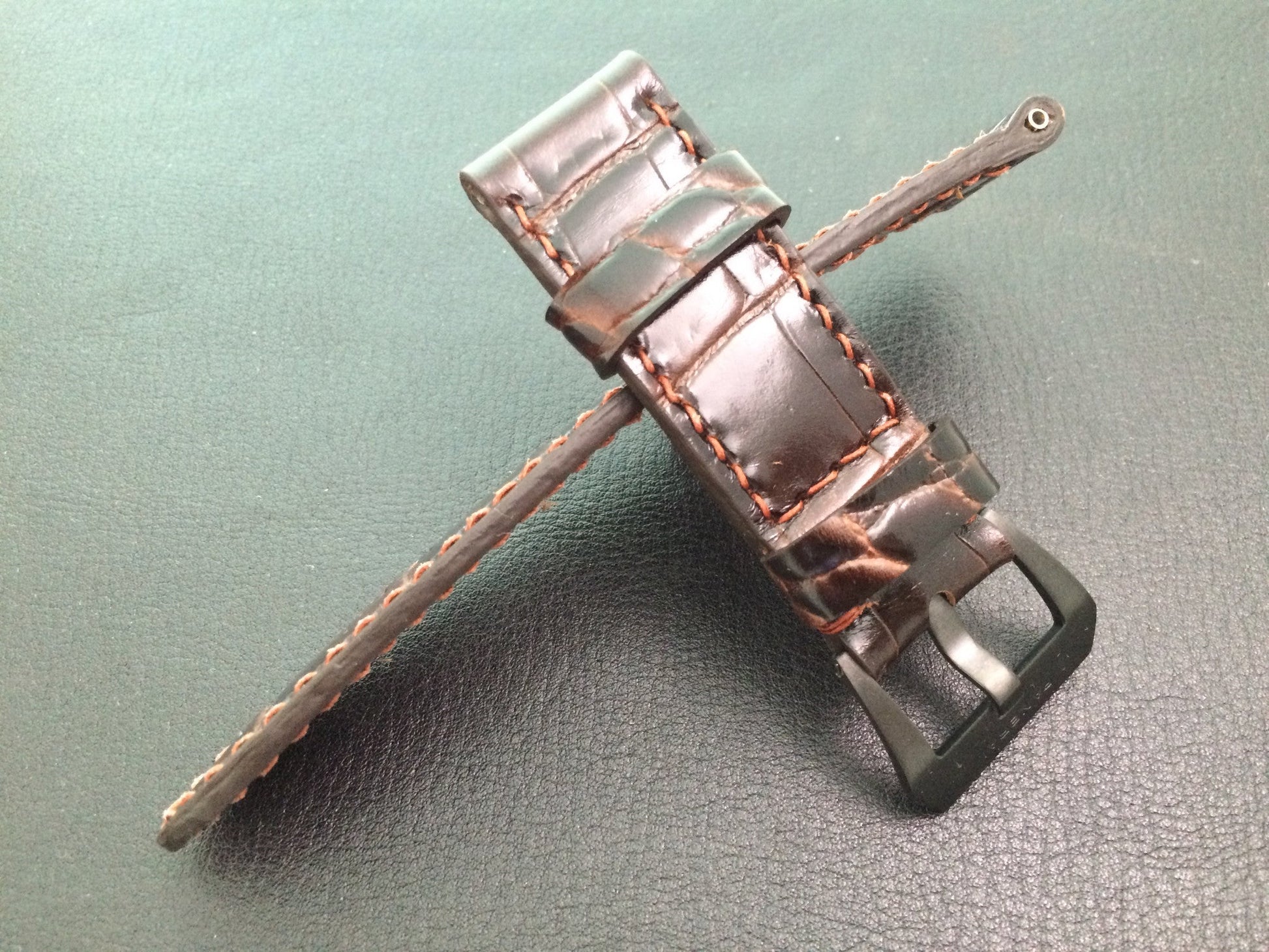 Panerai Watch Strap, Leather Watch Strap, Alligator Pattern, 24mm, 26mm Brown watch band replacement - eternitizzz-straps-and-accessories