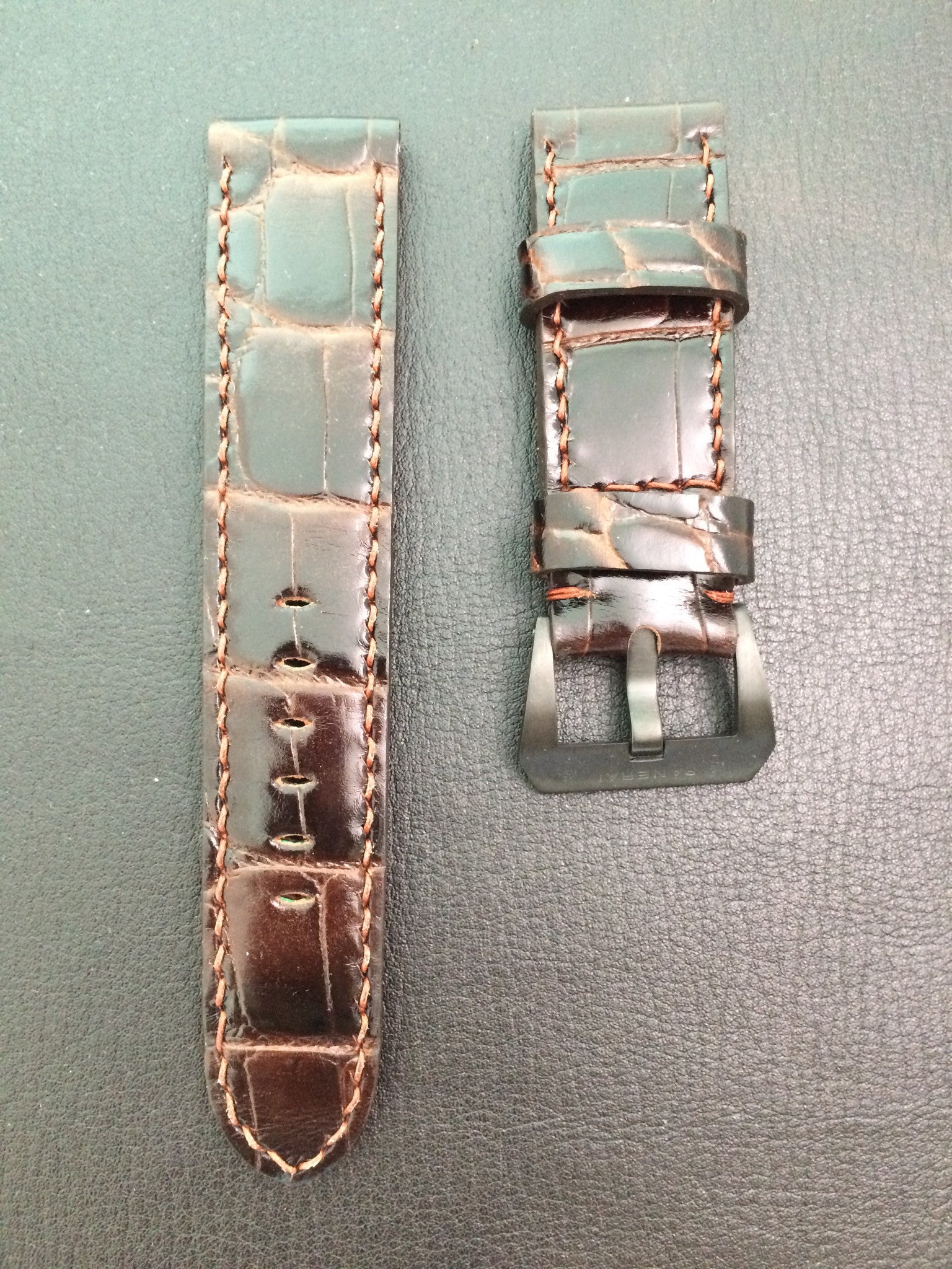 Panerai Watch Strap, Leather Watch Strap, Alligator Pattern, 24mm, 26mm Brown watch band replacement - eternitizzz-straps-and-accessories