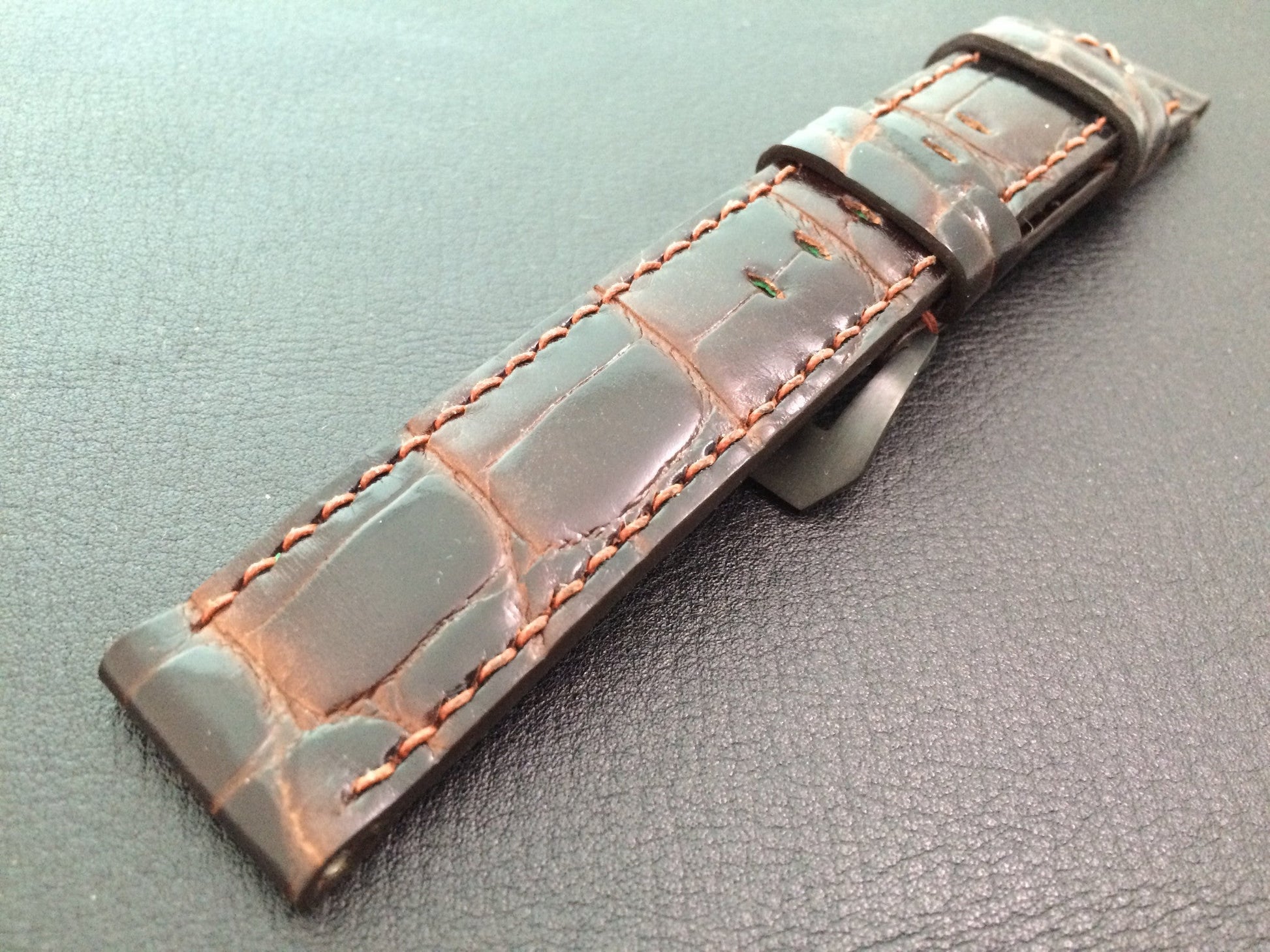 Panerai Watch Strap, Leather Watch Strap, Alligator Pattern, 24mm, 26mm Brown watch band replacement - eternitizzz-straps-and-accessories