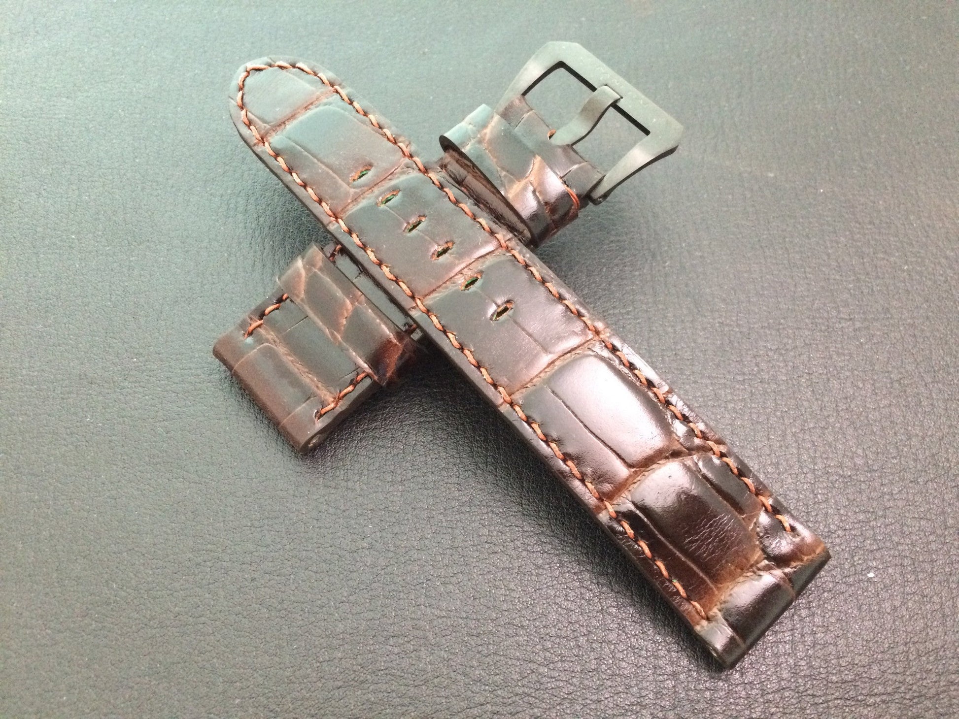 Panerai Watch Strap, Leather Watch Strap, Alligator Pattern, 24mm, 26mm Brown watch band replacement - eternitizzz-straps-and-accessories