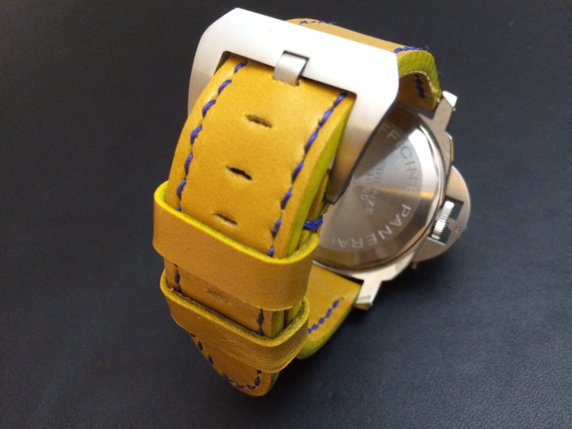 Panerai Watch Strap, Panerai Watch Band 26mm, Yellow Leather Watch Strap, 24mm - eternitizzz-straps-and-accessories