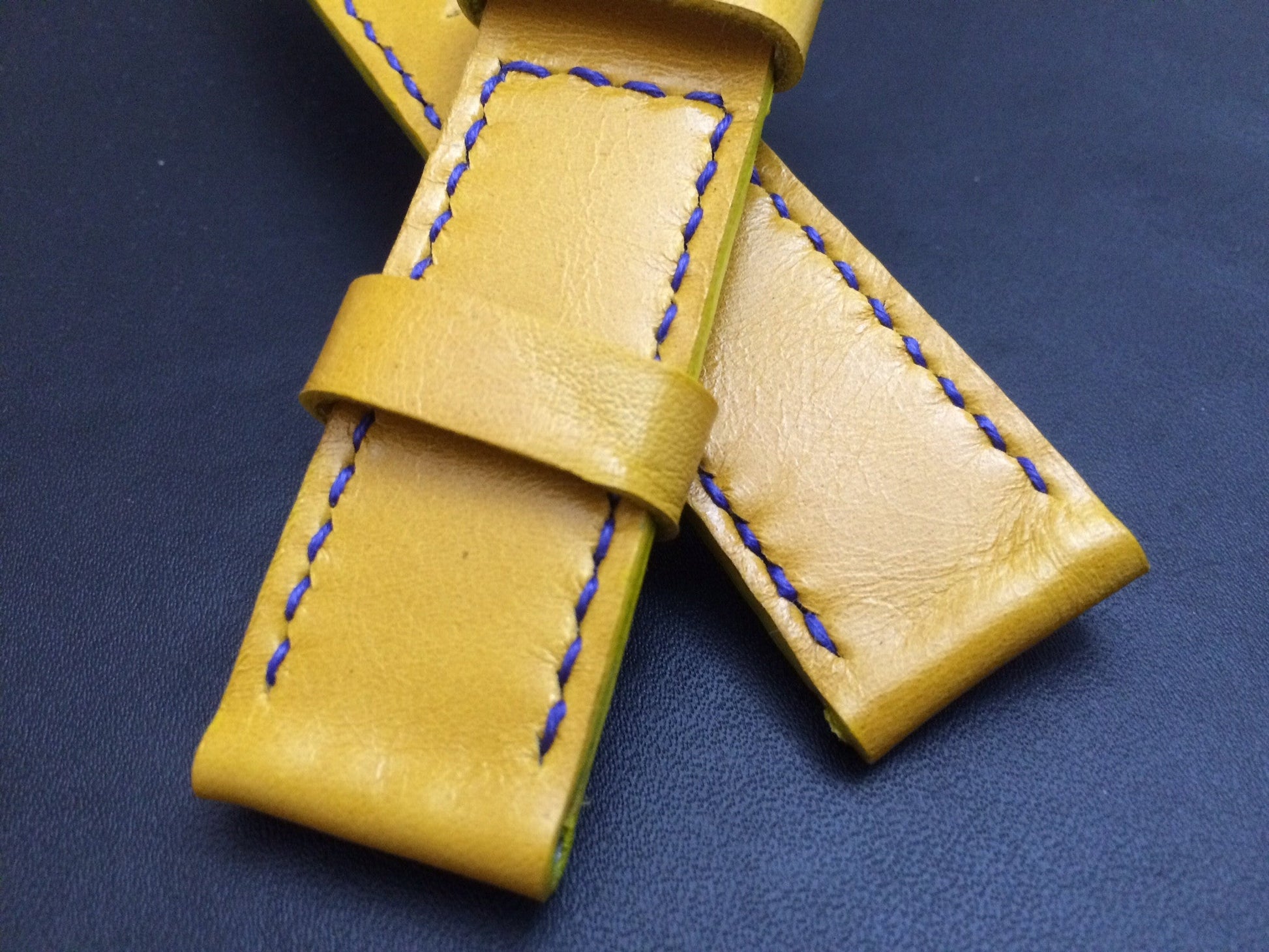 Panerai Watch Strap, Panerai Watch Band 26mm, Yellow Leather Watch Strap, 24mm - eternitizzz-straps-and-accessories