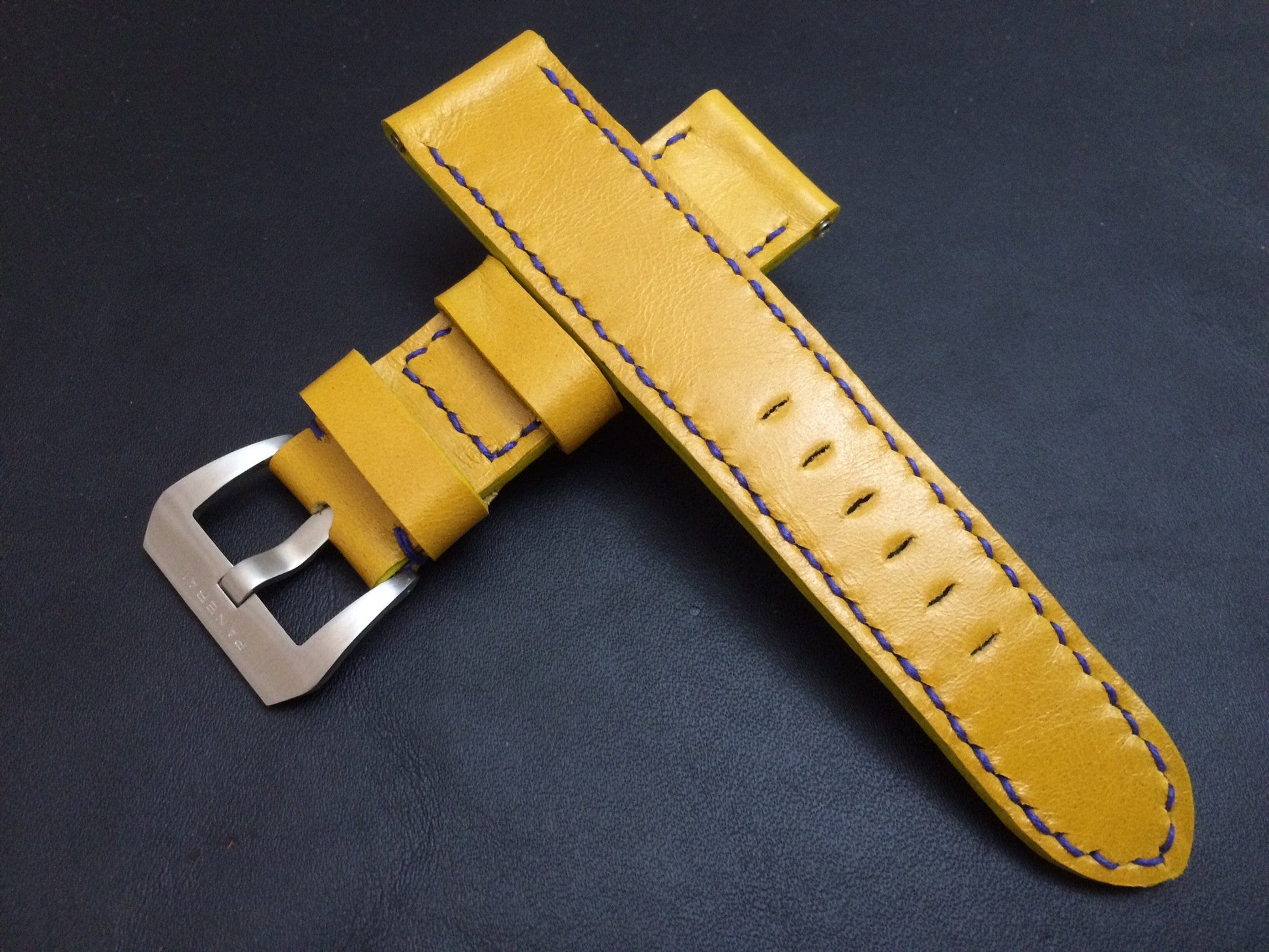 Panerai Watch Strap, Panerai Watch Band 26mm, Yellow Leather Watch Strap, 24mm - eternitizzz-straps-and-accessories
