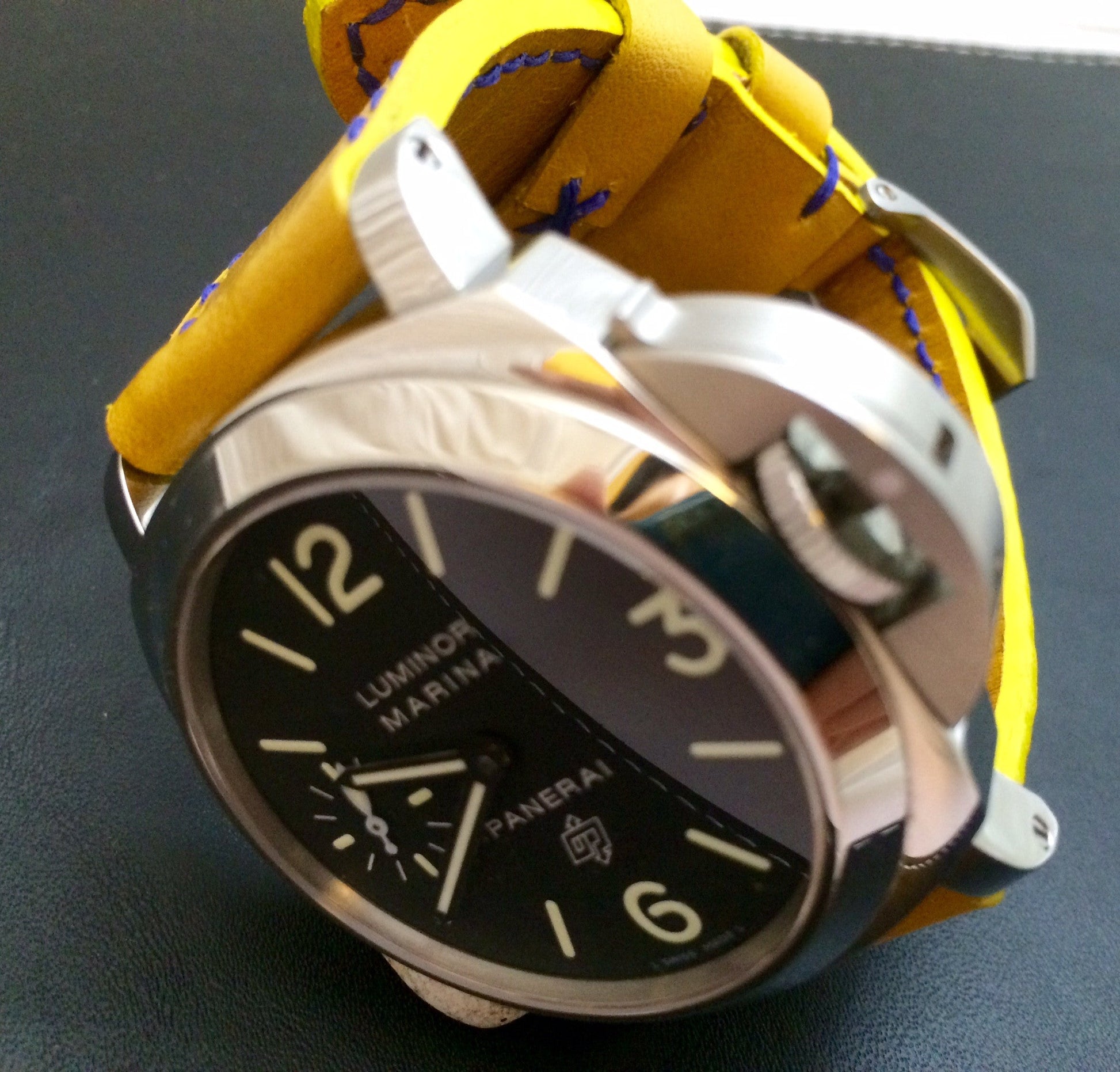 Panerai Watch Strap, Panerai Watch Band 26mm, Yellow Leather Watch Strap, 24mm - eternitizzz-straps-and-accessories