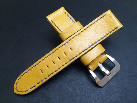 Panerai Watch Strap, Panerai Watch Band 26mm, Yellow Leather Watch Strap, 24mm
