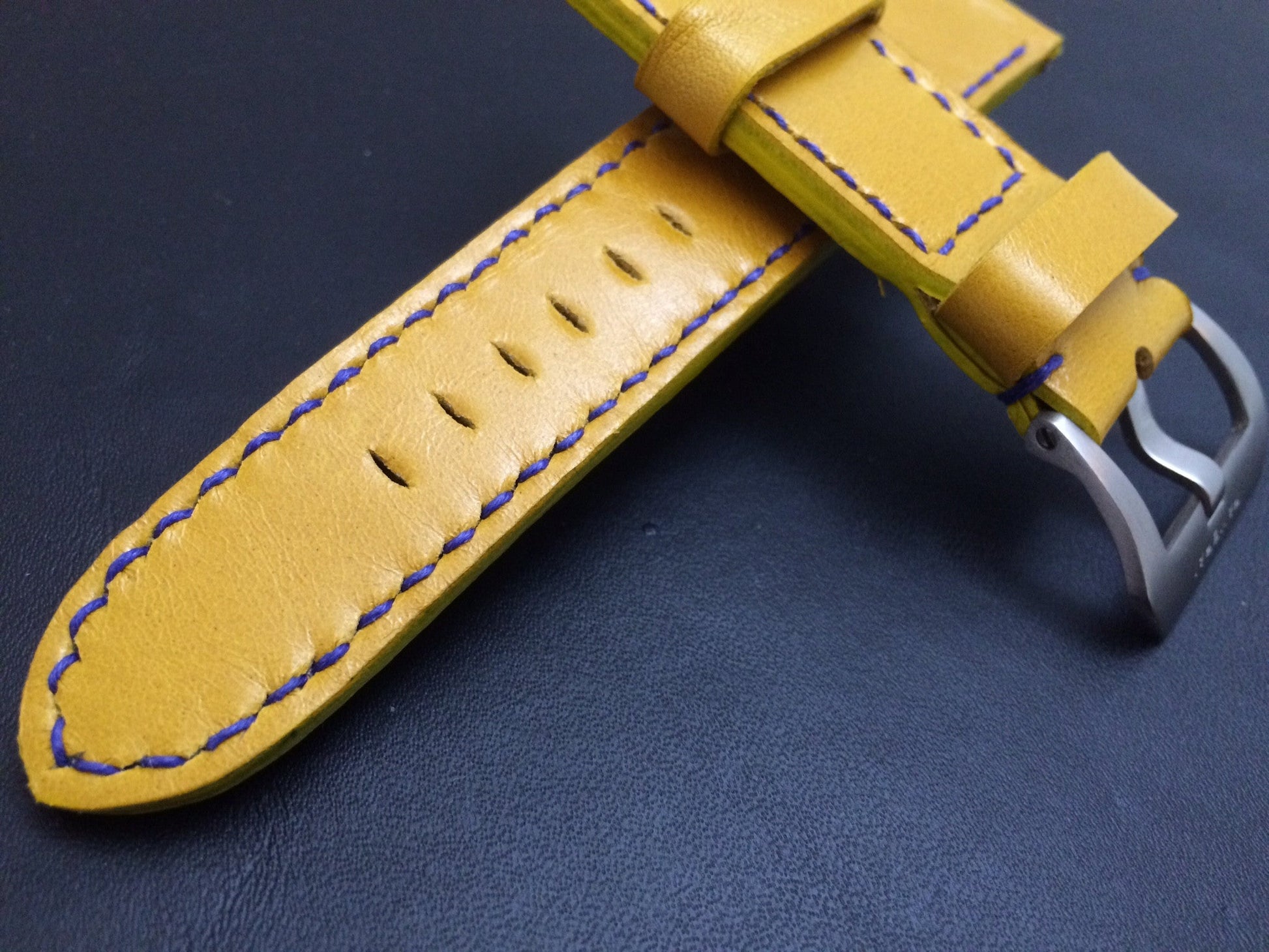 Panerai Watch Strap, Panerai Watch Band 26mm, Yellow Leather Watch Strap, 24mm - eternitizzz-straps-and-accessories