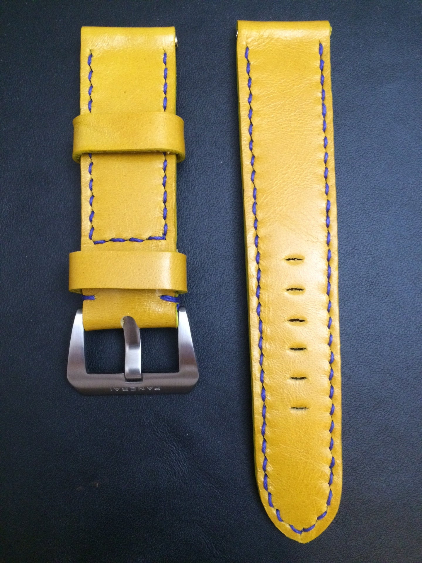 Panerai Watch Strap, Panerai Watch Band 26mm, Yellow Leather Watch Strap, 24mm - eternitizzz-straps-and-accessories