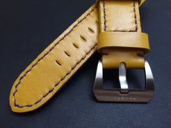 Panerai Watch Strap, Panerai Watch Band 26mm, Yellow Leather Watch Strap, 24mm - eternitizzz-straps-and-accessories