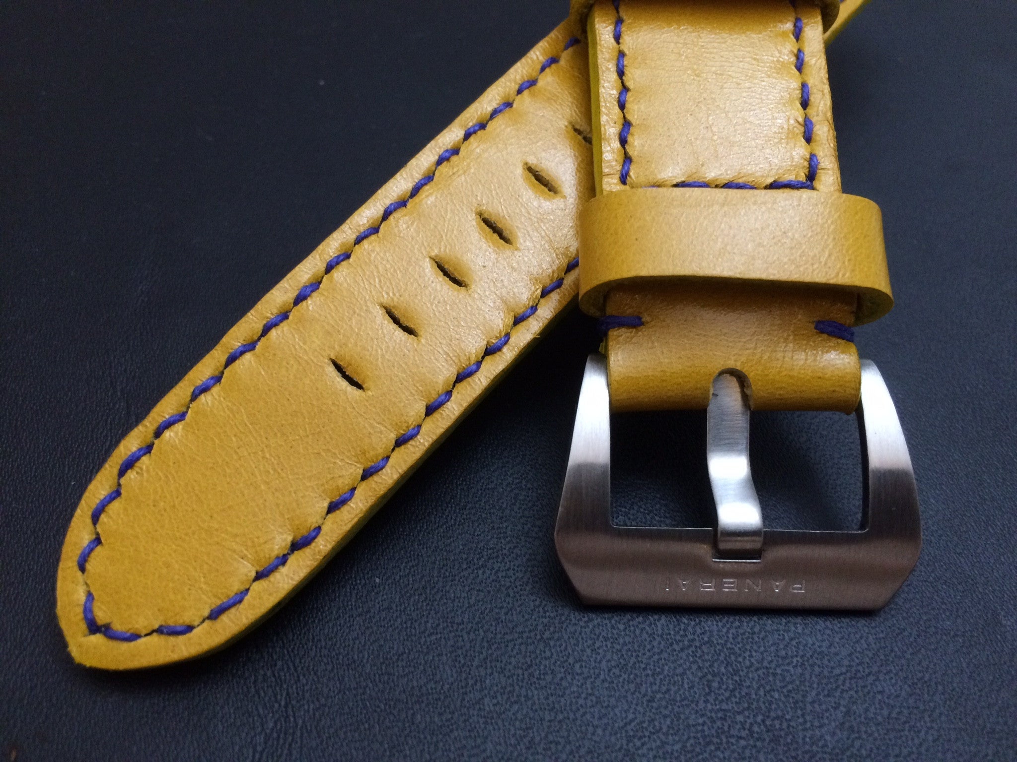 Panerai Watch Strap, Panerai Watch Band 26mm, Yellow Leather Watch Strap, 24mm - eternitizzz-straps-and-accessories