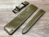 Paul Newman Leather Watch Straps, Shell Cordovan Army Green leather Bund Straps,  Mens wrist watchband replacement, 20mm 19mm Leather Watch Bands