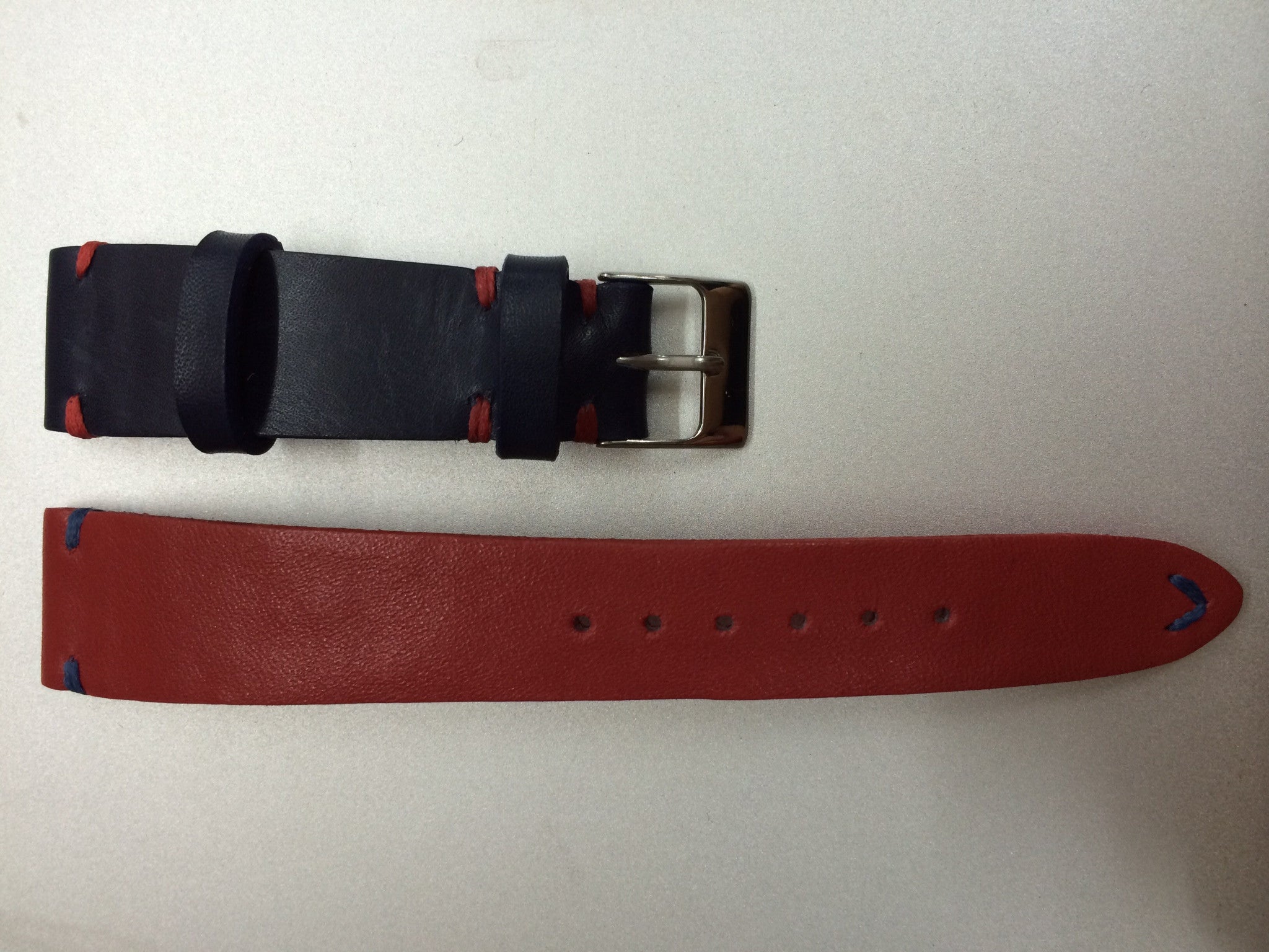 Rolex Pepsi Bezel GMT Watch Strap, Leather Watch Strap 20mm, Blue and Red Watch Band - eternitizzz-straps-and-accessories